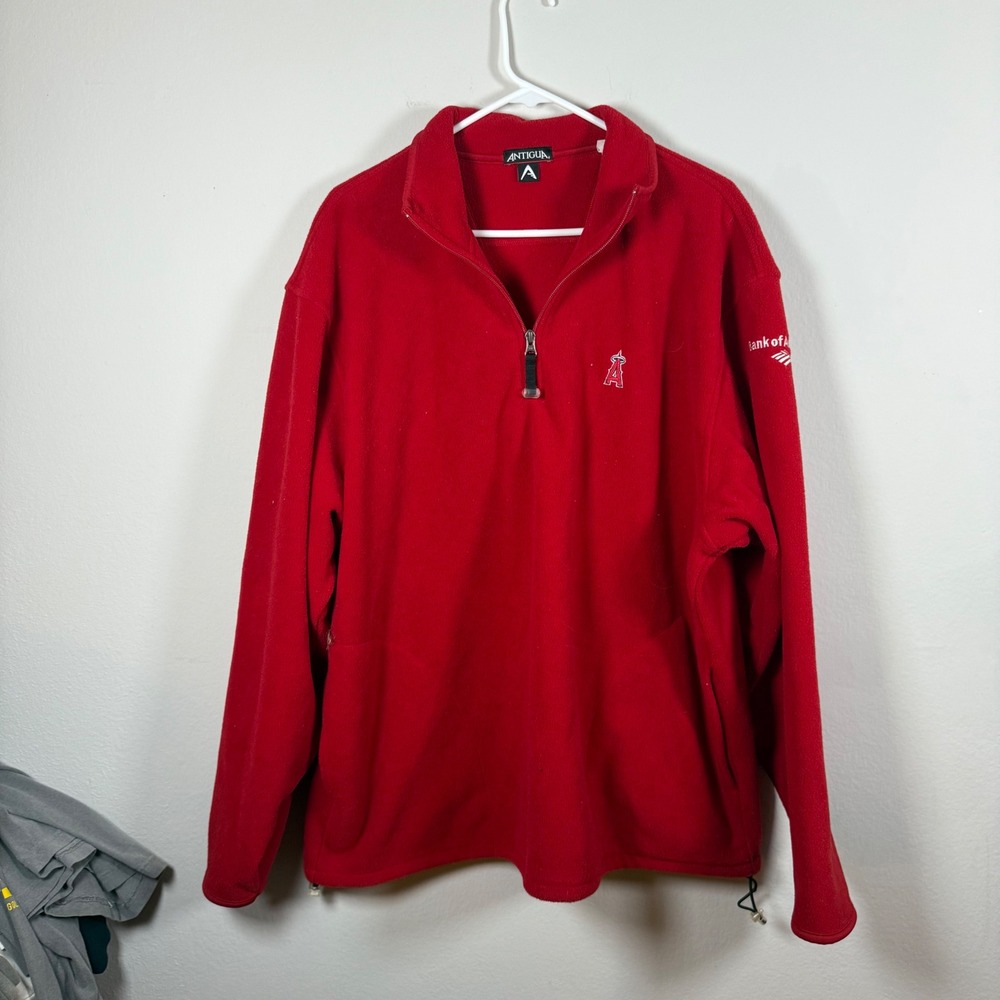 Antigua Los Angeles Angels Red Fleece Quarter Zip‎ Pullover Mens